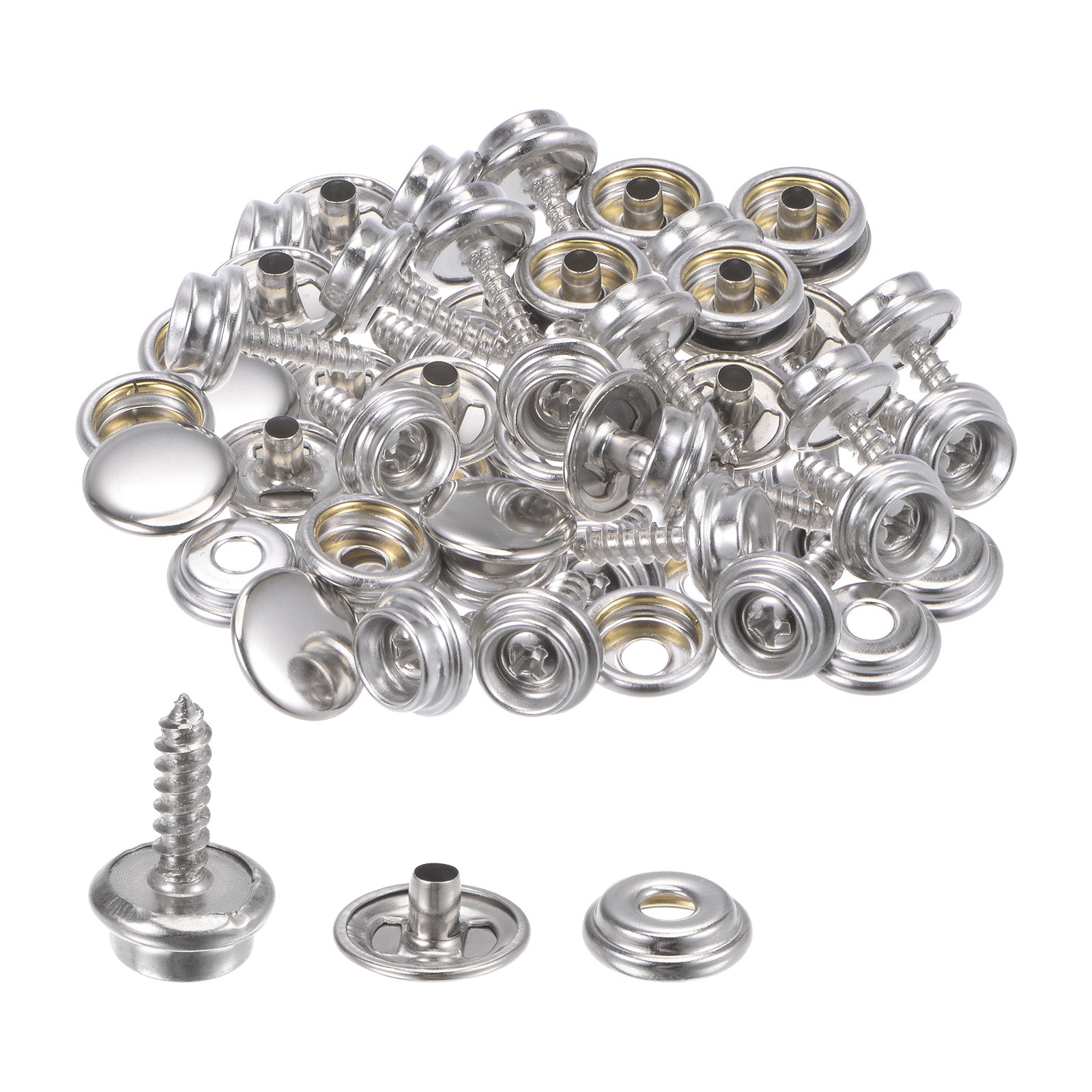 20 Sets Screw Snap Kit 10mm Stainless Steel Snaps Button with Tool, Silver  Tone