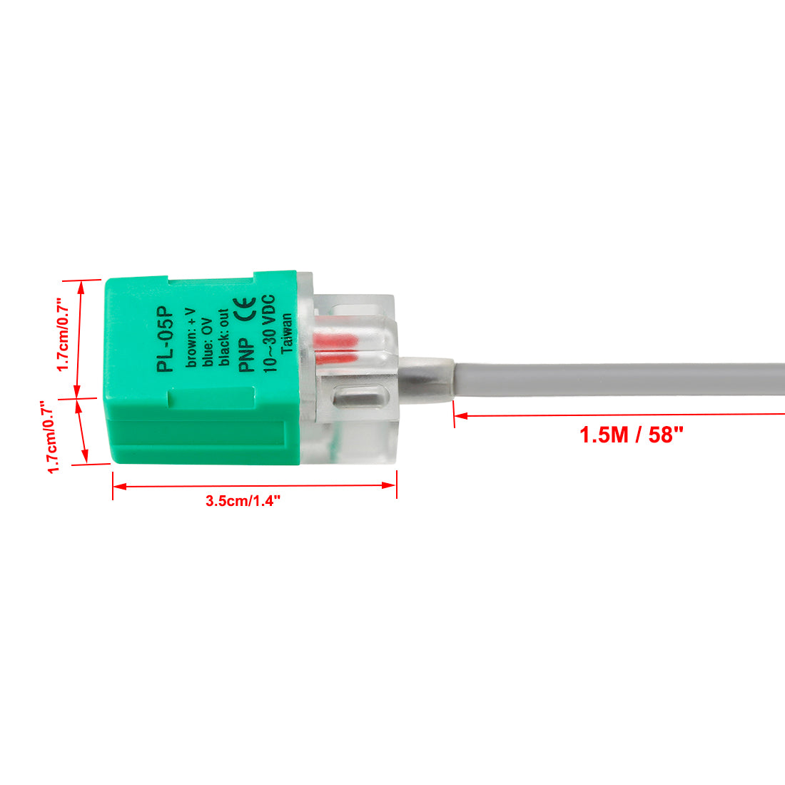 uxcell Uxcell PL-05P 3-Wire DC10-30V 200mA 5mm Inductive Proximity Sensor Switch Detector PNP NO