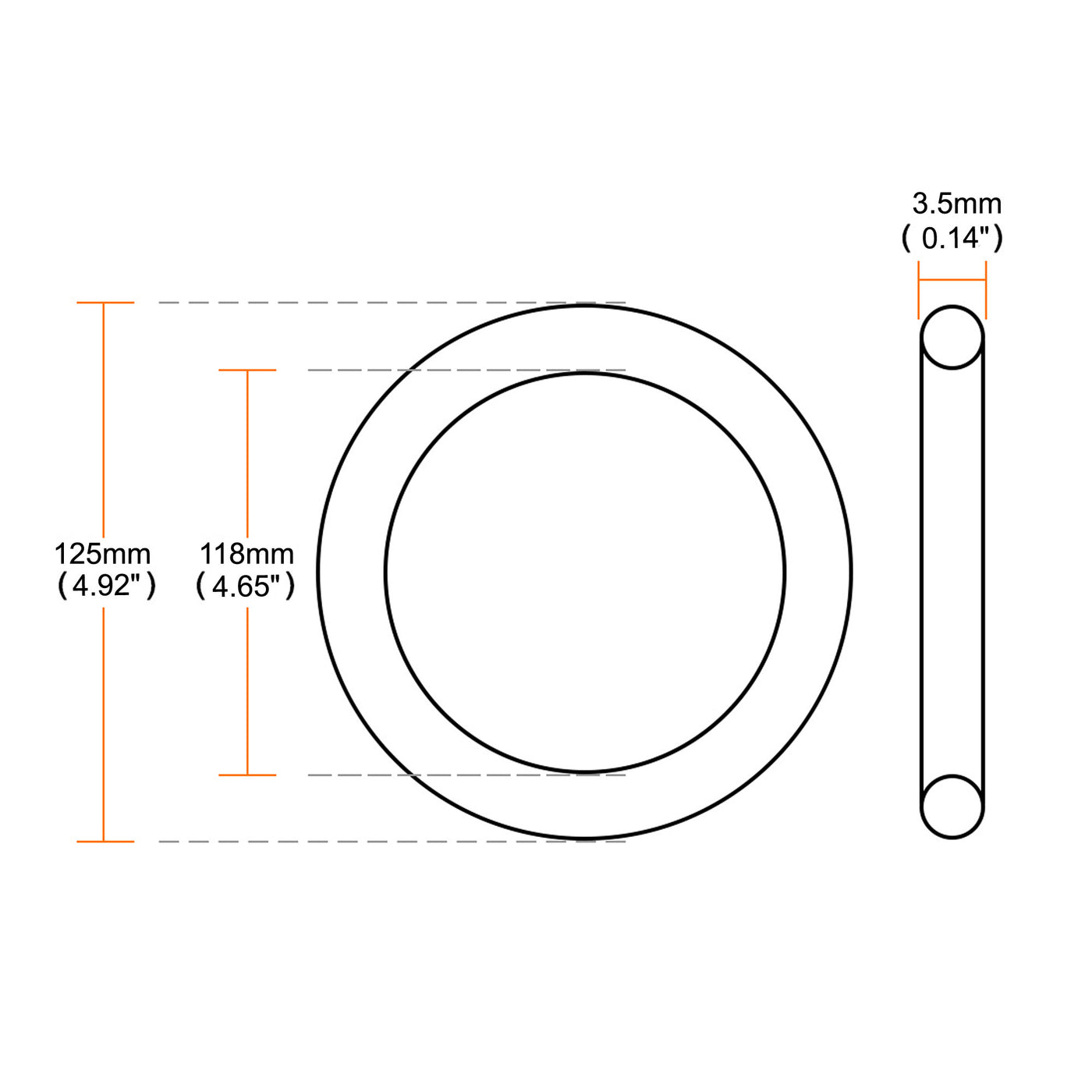 uxcell Uxcell Black 125 x 118 x 3.5mm Rubber O-ring Oil Seal Sealing Ring Gasket