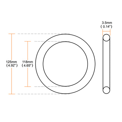 Harfington Uxcell Black 125 x 118 x 3.5mm Rubber O-ring Oil Seal Sealing Ring Gasket