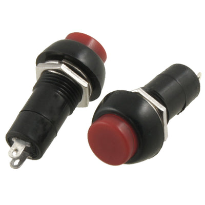 Harfington Uxcell 2 Pcs 2 Terminal SPST OFF-(ON) N/O NO Red Momentary Push Button Switch Normally Open