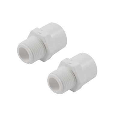 Harfington Uxcell 2 Pcs 1/2" PT Male Thread PVC Straight Pipe Tube Adapter Connectors