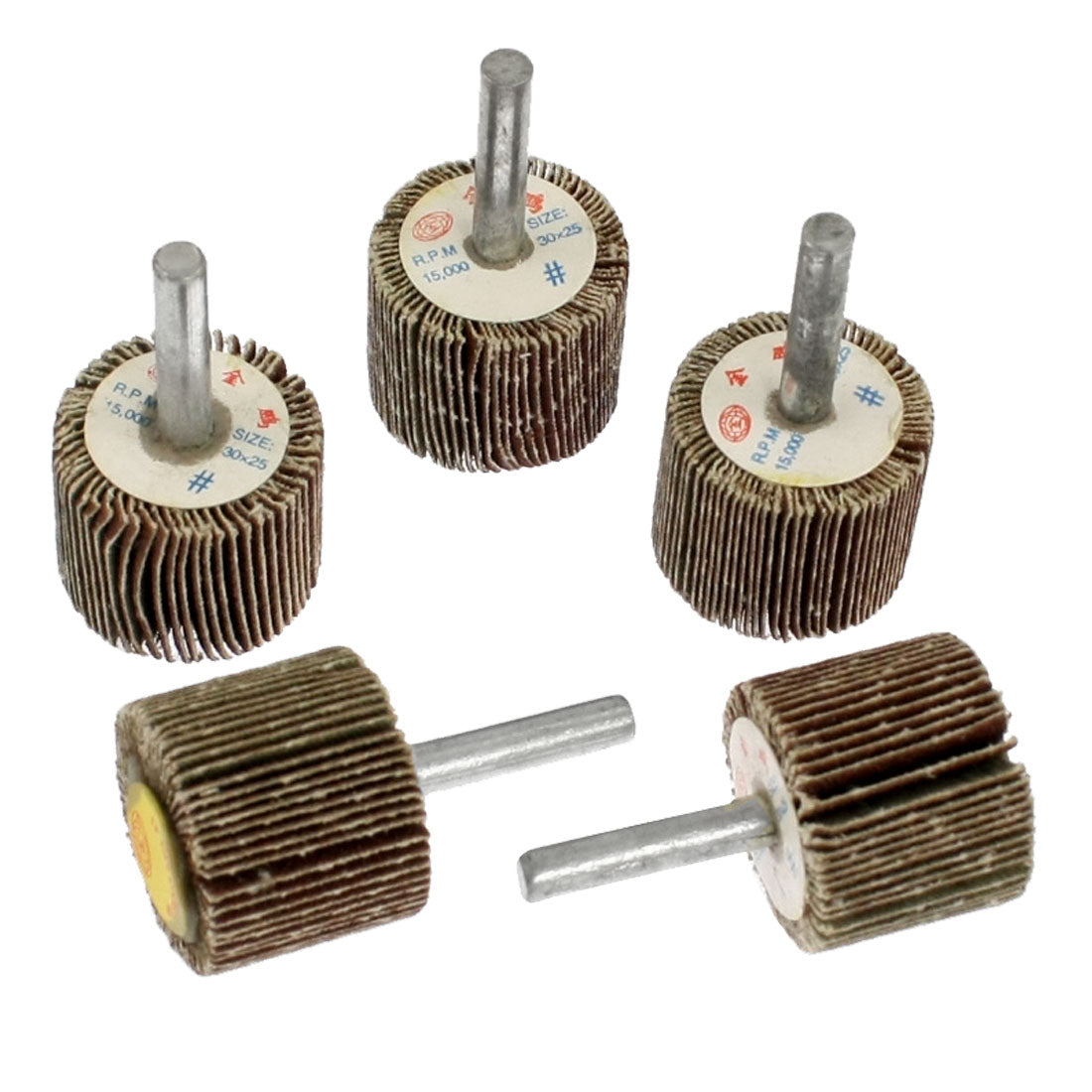 uxcell Uxcell 5 Pcs 30mm Head Metal Shank Abrasive Mounted Flap Wheels Brush Bit