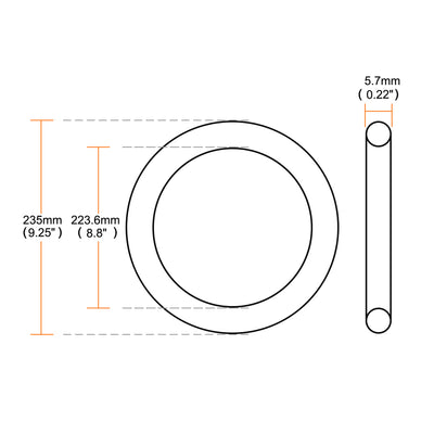 Harfington Uxcell 223.6mm x 235mm x 5.7mm Flexible Nitrile Rubber Sealing O Ring Gasket Washer