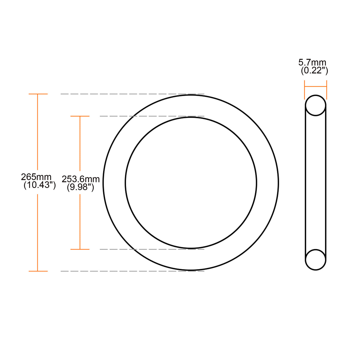 uxcell Uxcell 265mm x 5.7mm Black NBR Nitrile Rubber O Ring Washers Gaskets