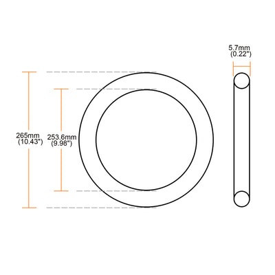 Harfington Uxcell 265mm x 5.7mm Black NBR Nitrile Rubber O Ring Washers Gaskets