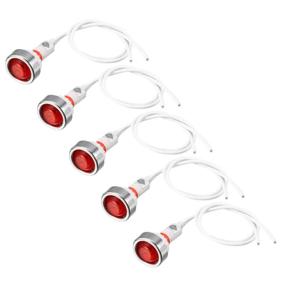 Harfington Uxcell 5 Pcs AC220V Neon Indicator Signal Lamps Red Light w 19cm Long Cable