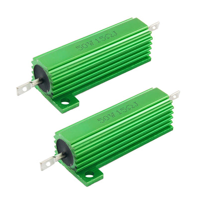 Harfington Uxcell 50W 15 Ohm Screw  Mounted Aluminum Housed Wirewound Resistors 2 Pcs