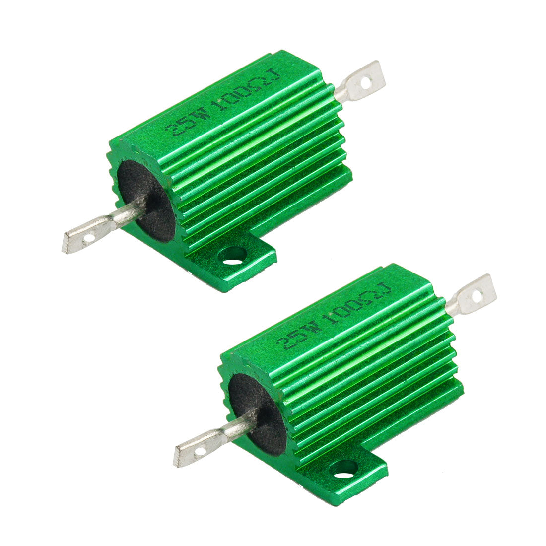 uxcell Uxcell 25W 100 Ohm Green Aluminum Housed Wirewound Resistors 2 Pcs