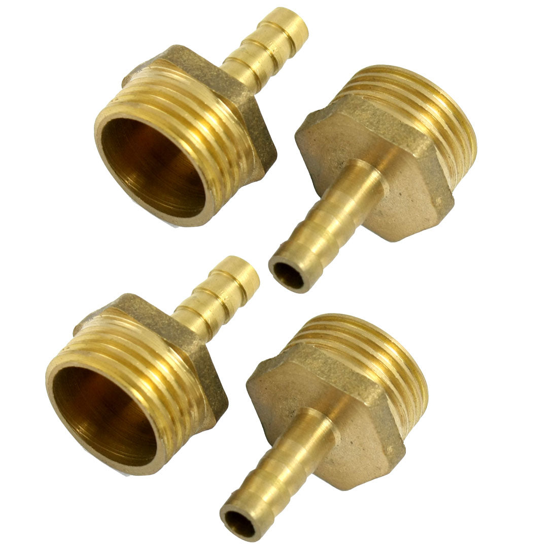 uxcell Uxcell 5 Pcs Brass 1/2" PT Thread 6mm Air Water Fuel Hose Barb Fitting Adapter