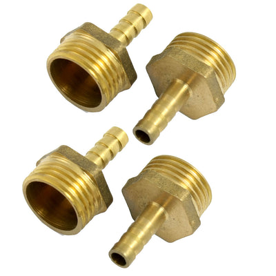 Harfington Uxcell 5 Pcs Brass 1/2" PT Thread 6mm Air Water Fuel Hose Barb Fitting Adapter