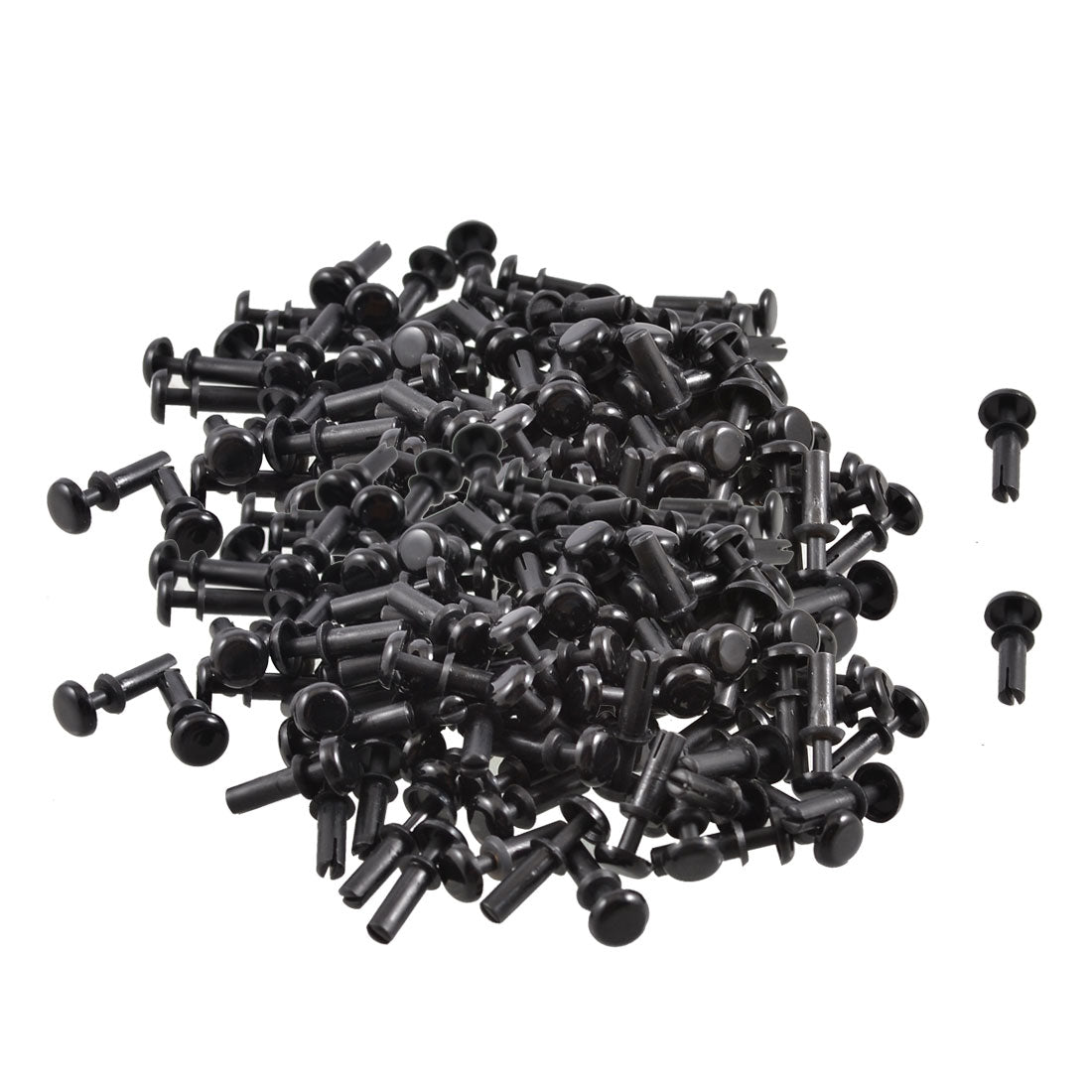 uxcell Uxcell 200 Pcs Black Nylon 3.0mm Bottom Dia Push Clips Rivets Fasteners R3090