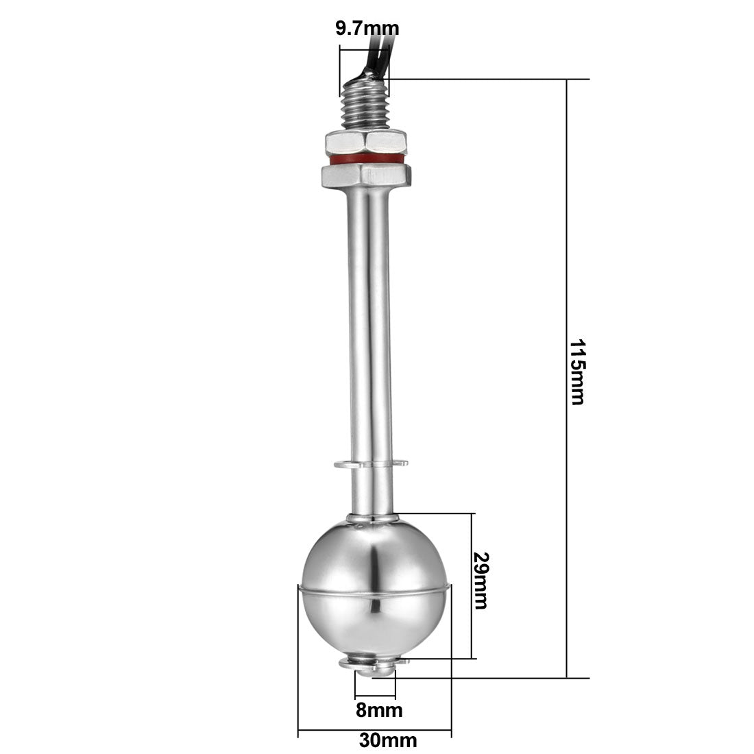 uxcell Uxcell Schwimmerschalter für Wasserpumpe Schwimmbad Gartenteich Flüssigkeitsstand Sensor M11 4.52" Länge Edelstahl