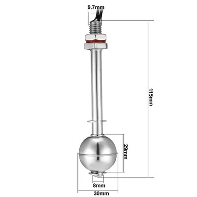 Harfington Uxcell Schwimmerschalter für Wasserpumpe Schwimmbad Gartenteich Flüssigkeitsstand Sensor M11 4.52" Länge Edelstahl
