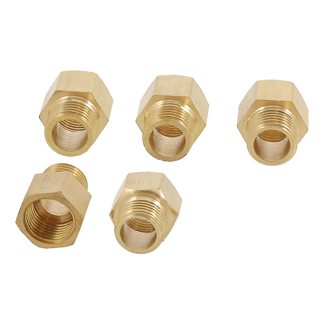 uxcell Uxcell 5 x 1/4" to 1/4" Thread Brass Straight Hex Nipples Pipe Reducer Adapters