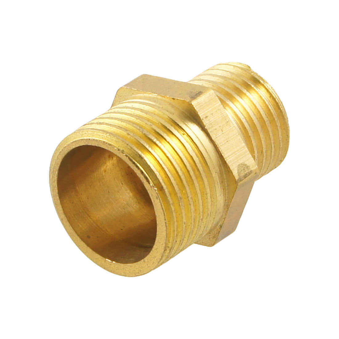 uxcell Uxcell Gold Tone Brass 3/8" G to 1/4" G Male Hex Nipple Reducing Connector Fitting