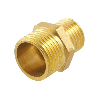 Harfington Uxcell Gold Tone Brass 3/8" G to 1/4" G Male Hex Nipple Reducing Connector Fitting