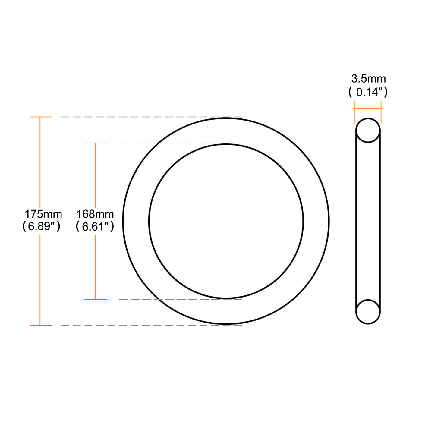 uxcell Uxcell Flexible Black Rubber Sealing Oil Filter O Rings Gaskets 175mm x 168mm x 3.5mm