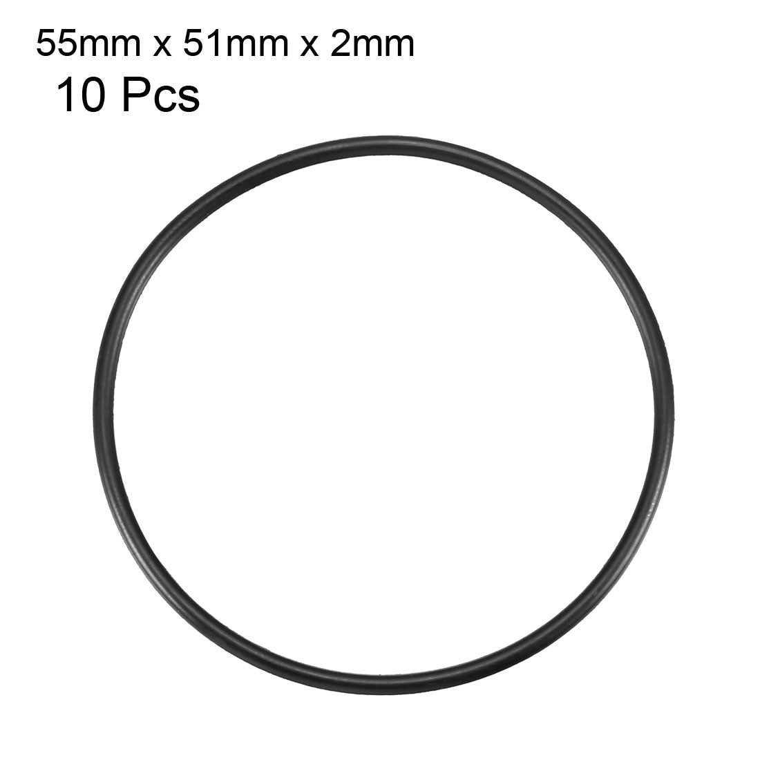 uxcell Uxcell 10 Pcs 55mm x 2mm Flexible Rubber O Ring Seal Washer Black