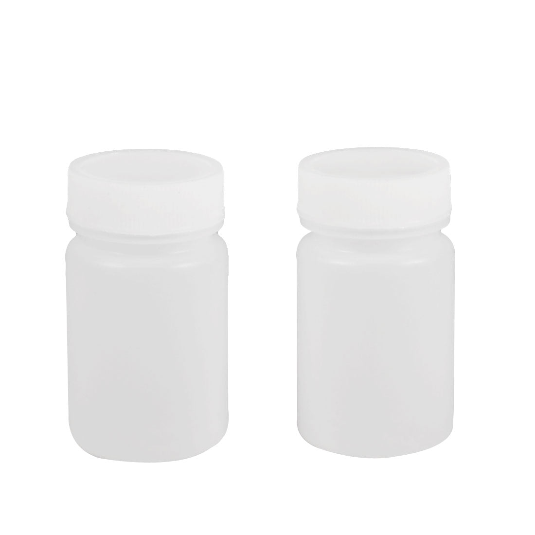 uxcell Uxcell 50ml White Plastic Cylinder Shaped Chemical Reagent Bottles 2 Pcs