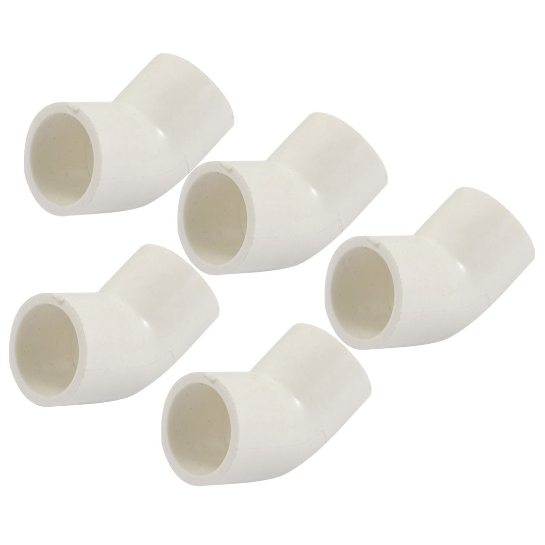 uxcell Uxcell 5 Pcs 20mm Dia 45 Angle Degree Elbow PVC Pipe Fittings Adapter Connector White