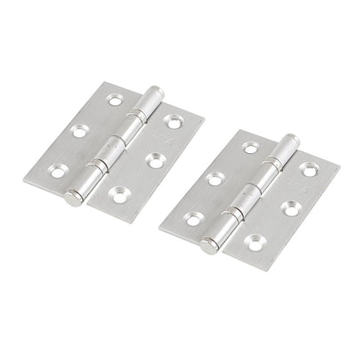 Harfington Uxcell 2 Pcs Home Furniture Hardware Door Hinge Satin Nickel 2" Length Silver Tone