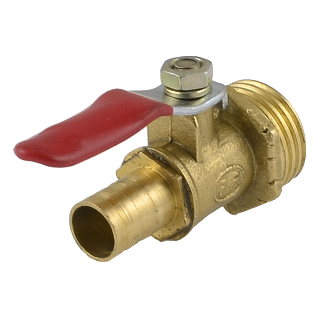 uxcell Uxcell 1/2" PT Male Thread to 10mm Hose Barb Red Lever Handle Brass Ball Valve