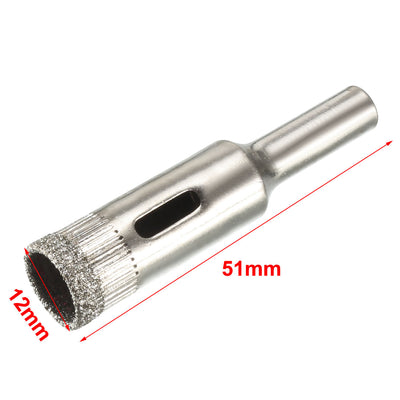 Harfington Uxcell 4 Pcs 12mm Dia Diamond Coated Drill Bit Marble Tile Glass Hole Saw Cutter Tool