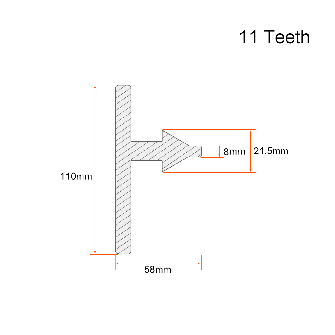 uxcell Uxcell Drill Chuck Key 8mm Key 11T 21mm Gear for Impact Driver Tools Wrench Silver