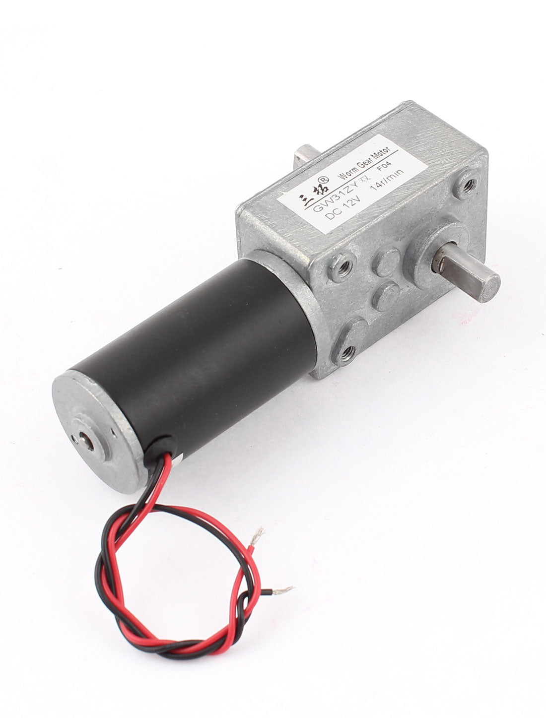 uxcell Uxcell GW31ZY DC 12V 14RPM 8mmx15mm Double Shaft Worm Geared Motor