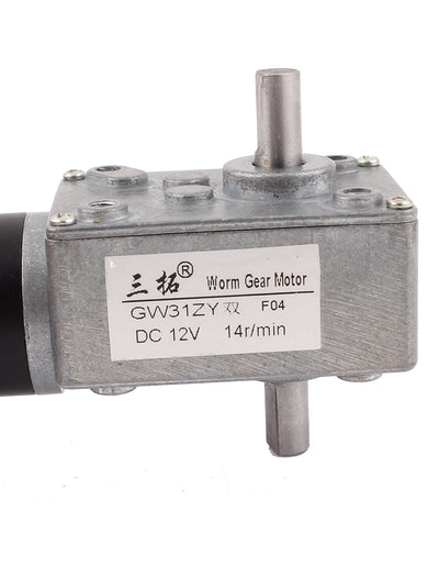 Harfington Uxcell GW31ZY DC 12V 14RPM 8mmx15mm Double Shaft Worm Geared Motor