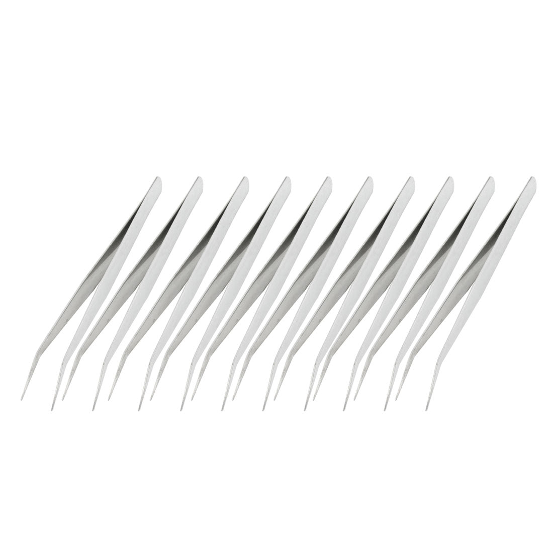 Uxcell 10 Pcs Silver Tone Stainless Steel Curved Tweezers 13.5cm Length ...