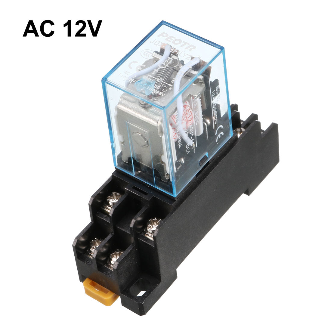 uxcell Uxcell AC12V Spule 8 Pin 10A LY2J DIN-Schiene Elektromagnetisches Leistungsrelais mit Sockel, schwarz