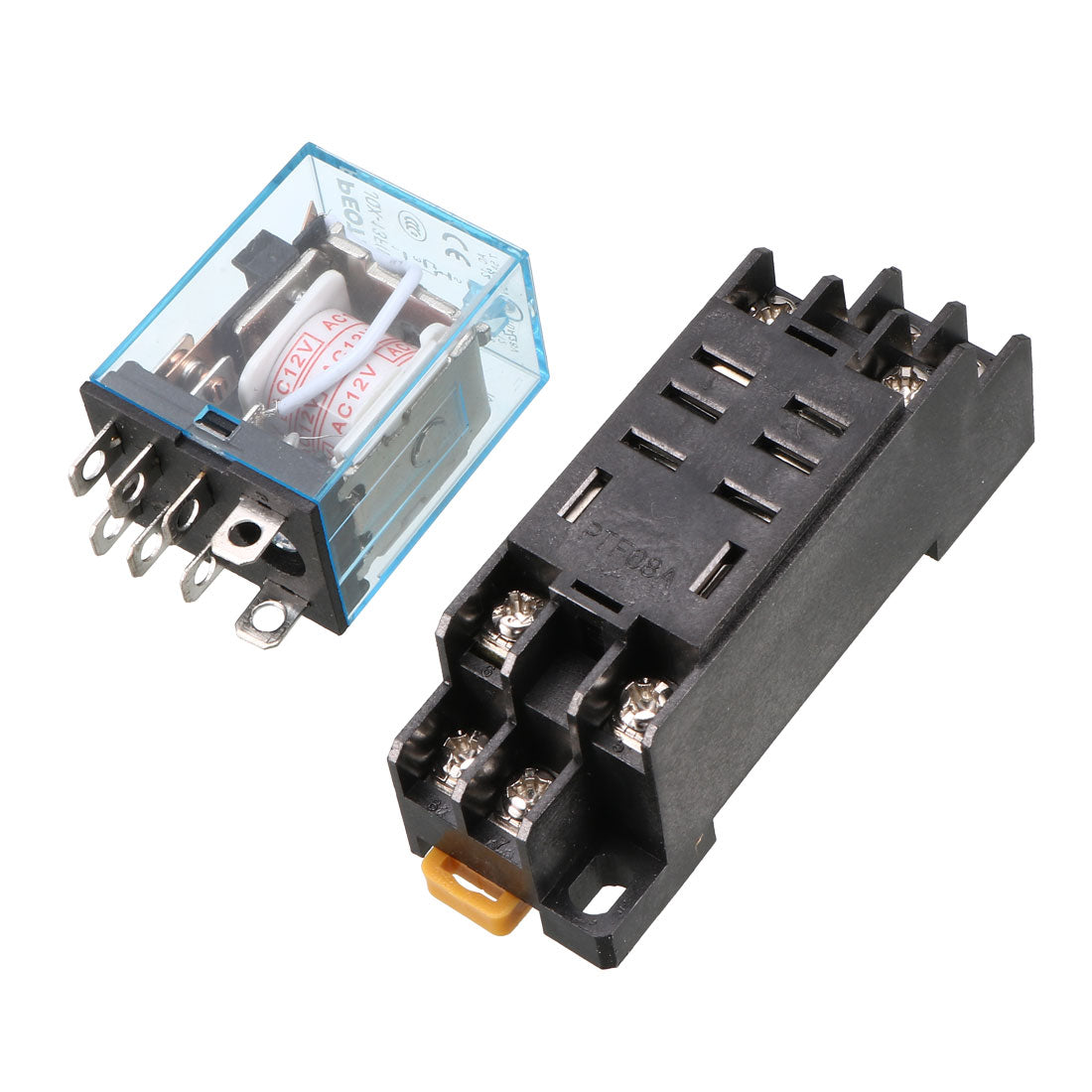 uxcell Uxcell AC12V Spule 8 Pin 10A LY2J DIN-Schiene Elektromagnetisches Leistungsrelais mit Sockel, schwarz