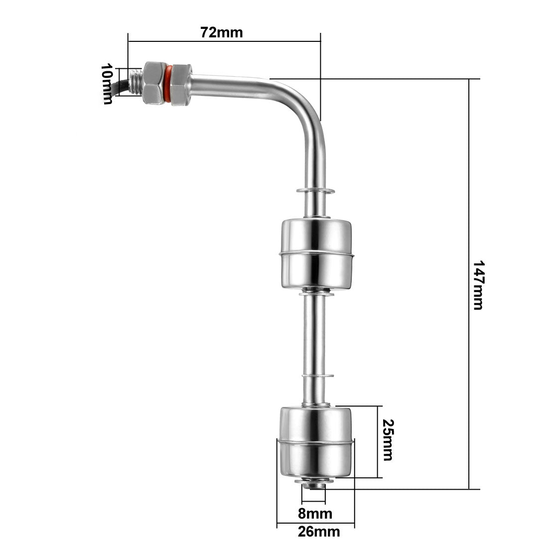 uxcell Uxcell 1.5m Wire Dual Stainless Steel Ball Vertical Water Level Sensor Float Switch