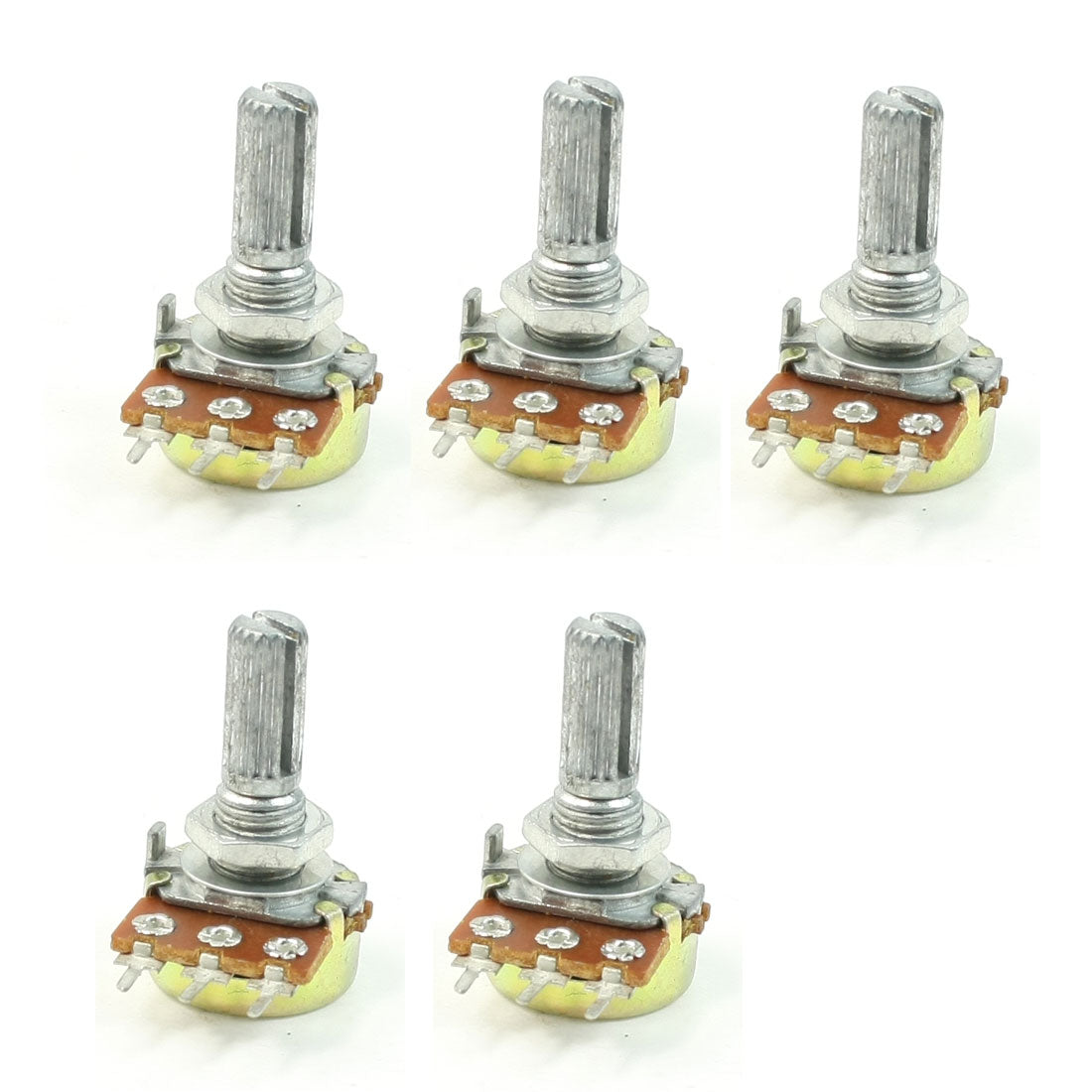 uxcell Uxcell B50K 50K Ohm Adjustment Single Linear Rotary Taper Potentiometer 5 Pcs