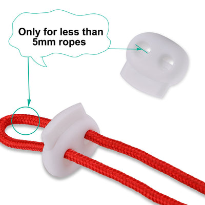 Harfington Uxcell 20 Pcs Dual Hole Cord Lock White for Clothing Backpack Rope Shoelaces