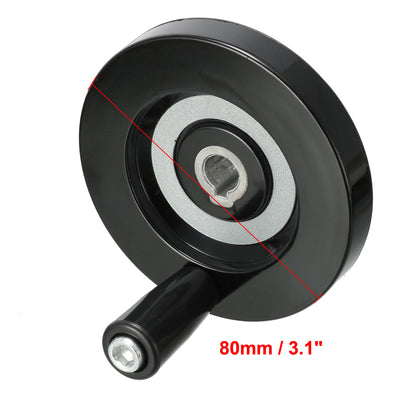 Harfington Uxcell Replacement 10mm x 80mm Hand Wheel w Removable Revolving Handle Black