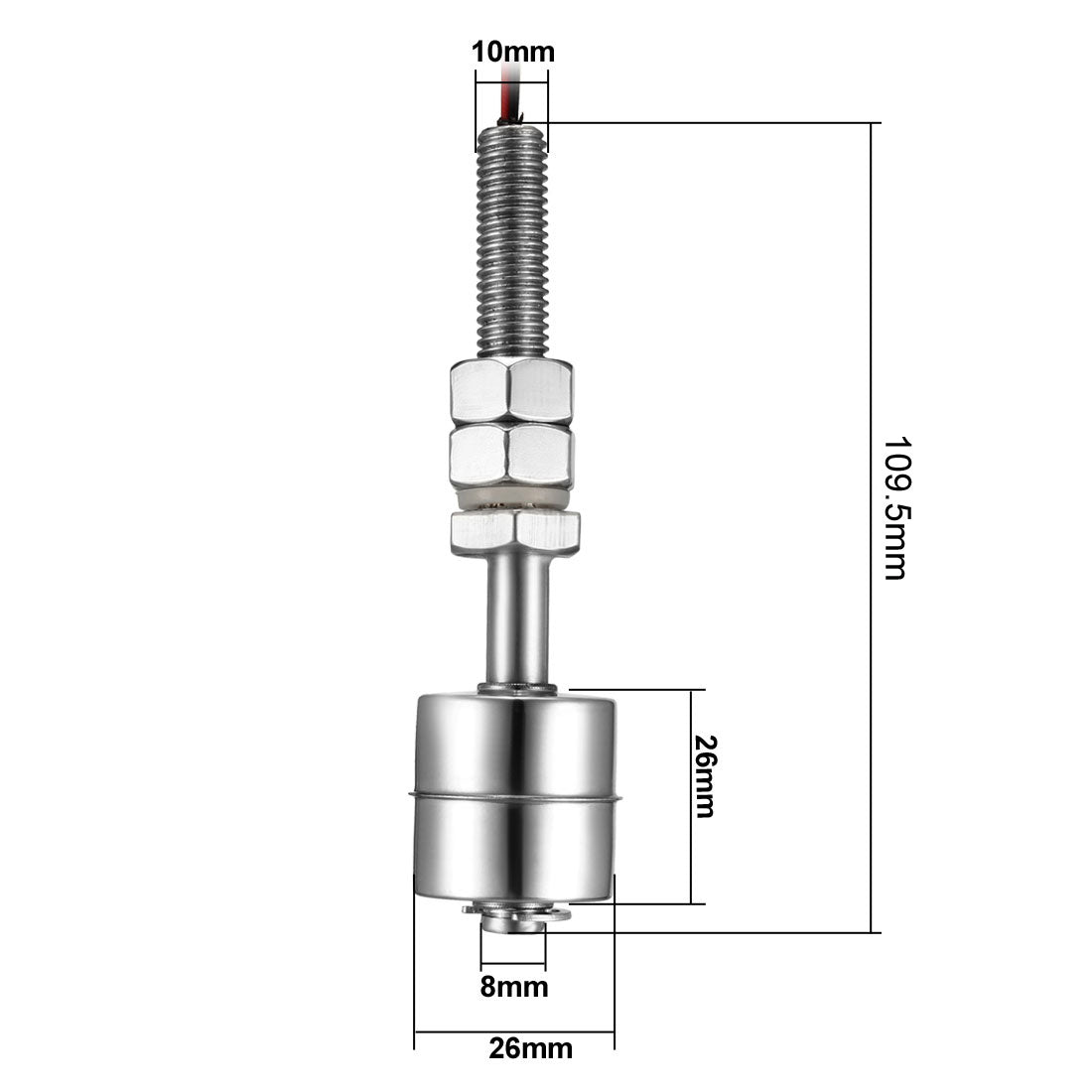 uxcell Uxcell 109.5mm Length Liquid Water Level Sensor Stainless Steel Vertical Float Switch