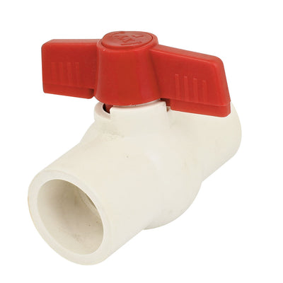 Harfington Uxcell 32mm x 32mm Slip Ends Two Way Ports PVC Ball Valve White Red