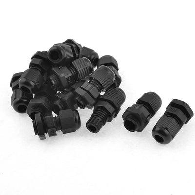 Harfington Uxcell 15 Pcs PG7 Waterproof Connector Gland Black for 4-7mm Diameter Cable