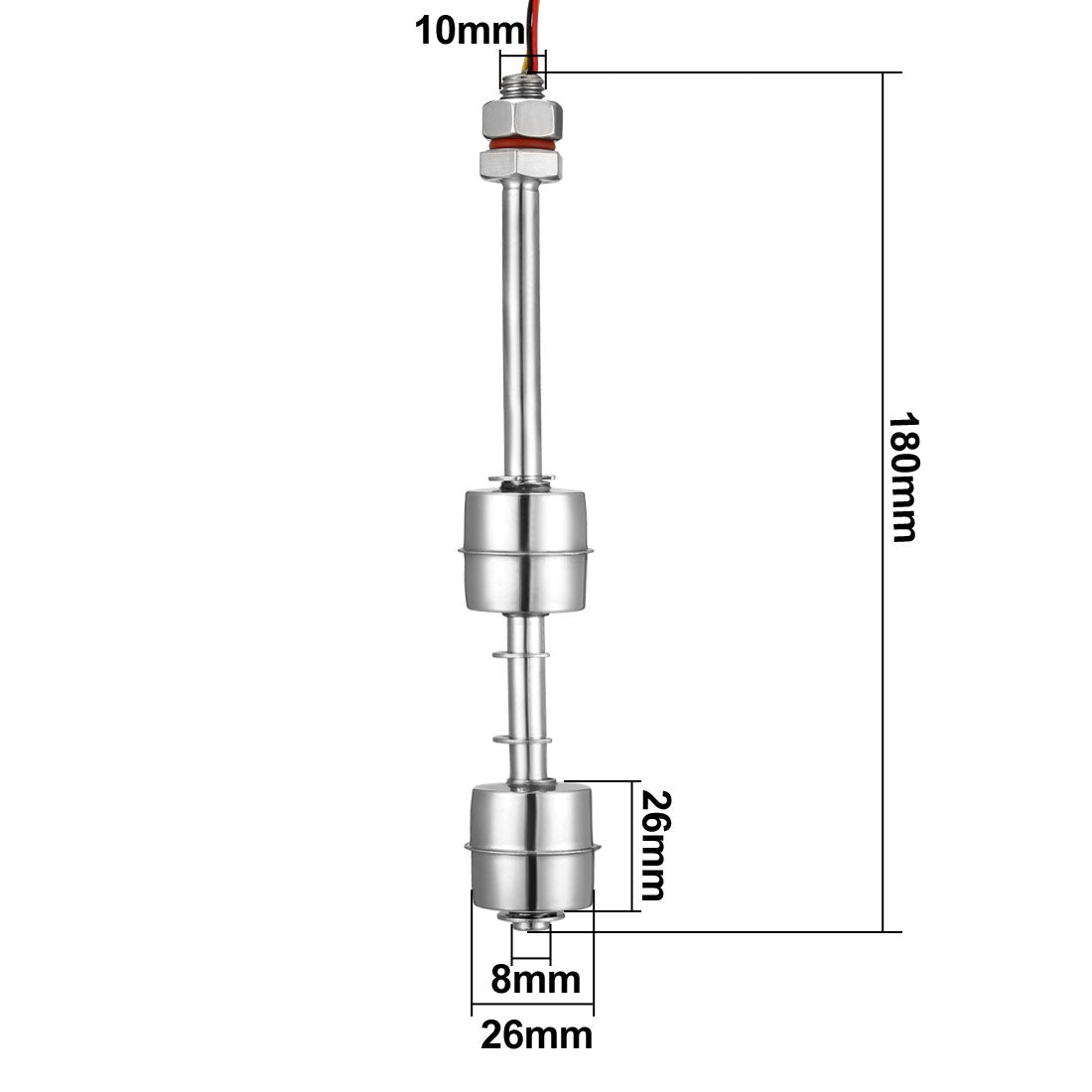 uxcell Uxcell Schwimmerschalter für Wasserpumpe Schwimmbad Gartenteich Flüssigkeitsstand Sensor M11 180mm Länge Edelstahl