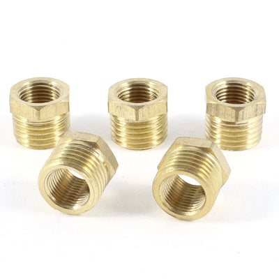 Harfington Uxcell 5 Pcs 1/4"BSP Male x 1/8"BSP Female Thread Brass Hex Bushing Pipe Fitting Adapter