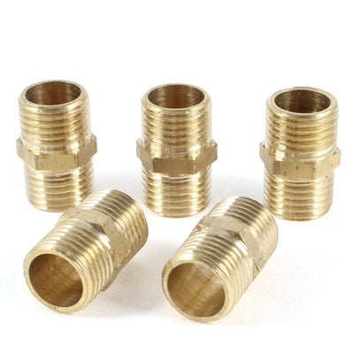 Harfington Uxcell 5 Pcs Male G1/4" to Male G1/4" Brass Straight Pipe Fitting Adapter