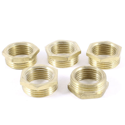 Harfington Uxcell 5 Pcs 3/4"PT Male x 1/2"PT Female Thread Brass Hex Bushing Pipe Fitting Coupler