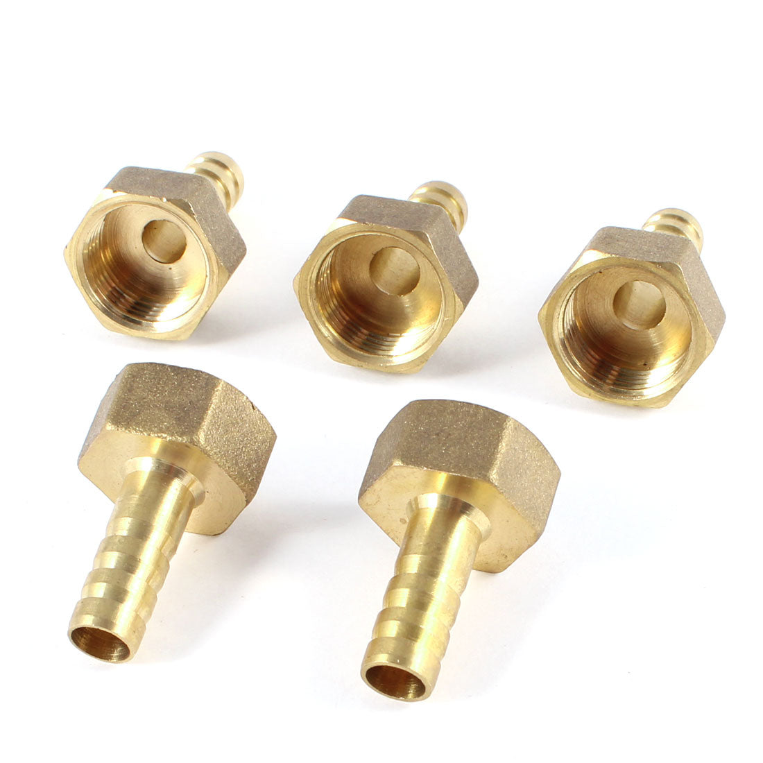 uxcell Uxcell 5 Pcs 3/8"PT Female Thread to 8mm Air Hose Barb Brass Straight Coupler Fitting