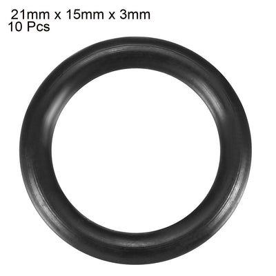 Harfington Uxcell 10 Pcs 21mm x 15mm x 3mm Silicone O Ring Seal Gaskets Black