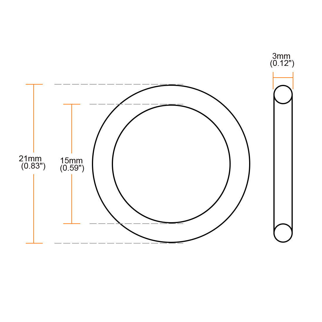 uxcell Uxcell 10 Pcs 21mm x 15mm x 3mm Silicone O Ring Seal Gaskets Black