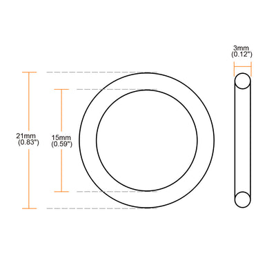 Harfington Uxcell 10 Pcs 21mm x 15mm x 3mm Silicone O Ring Seal Gaskets Black