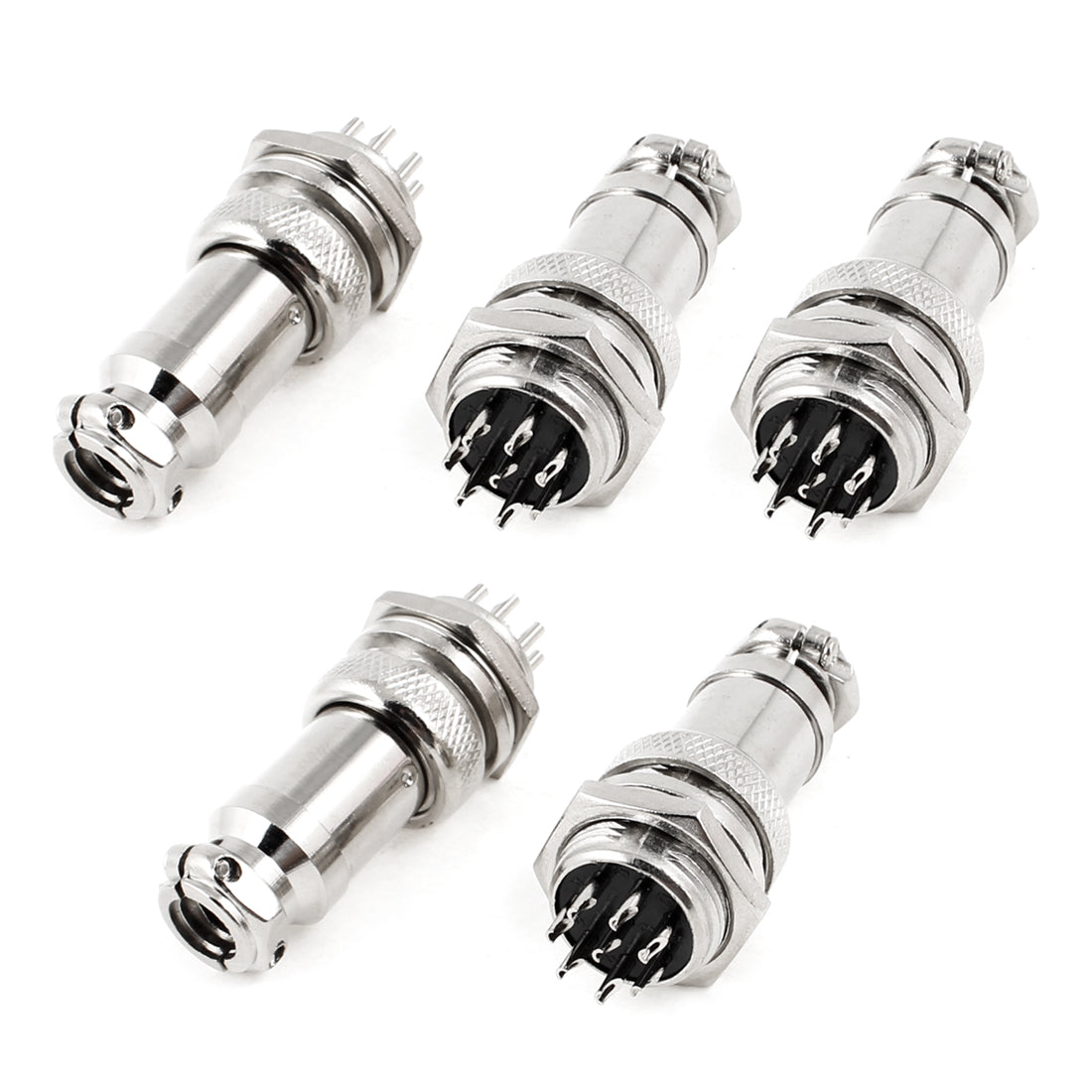 uxcell Uxcell AC 200V 5A 1000V 16mm 8P 8 Pin Male Female Aviation Connector 5pcs